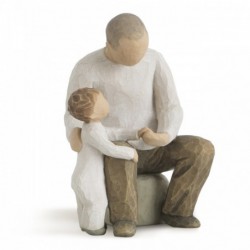 Father and little boy figurine sitting holding hands