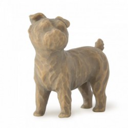 Golden and brown dog standing up figurine front view