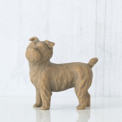 Golden and brown dog standing up figurine front view