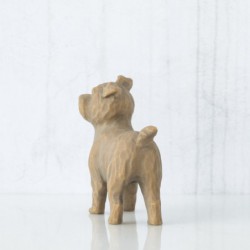 Golden and brown dog standing up figurine front view