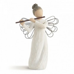 Close view of angel playing flue figurine