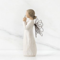 Angel figurine holding up blue sparkly star